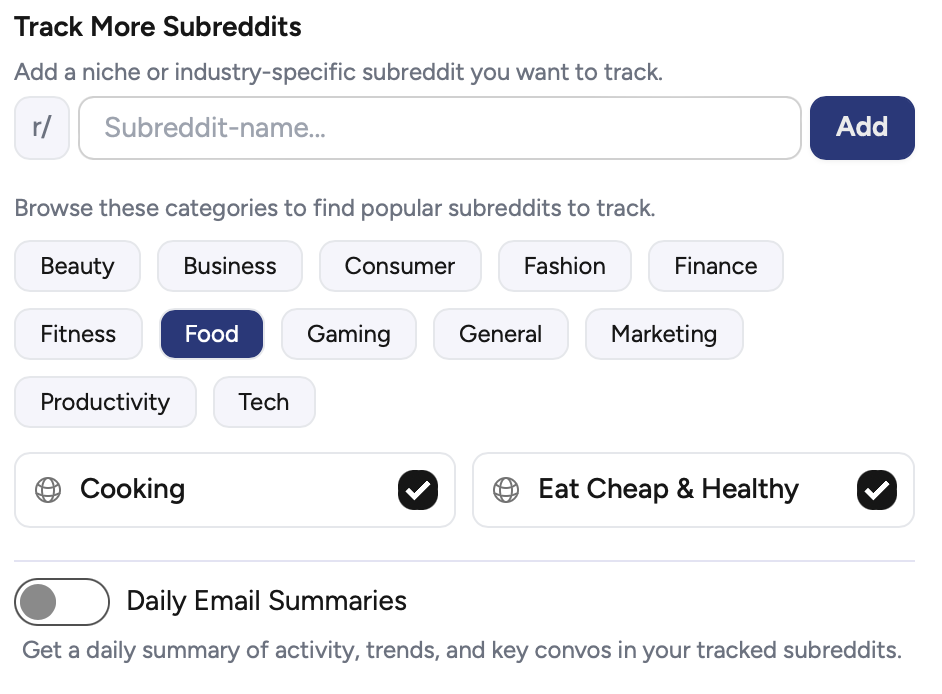 The listen category on the Karmatic dashboard.