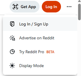 Where to sign up on Reddit.